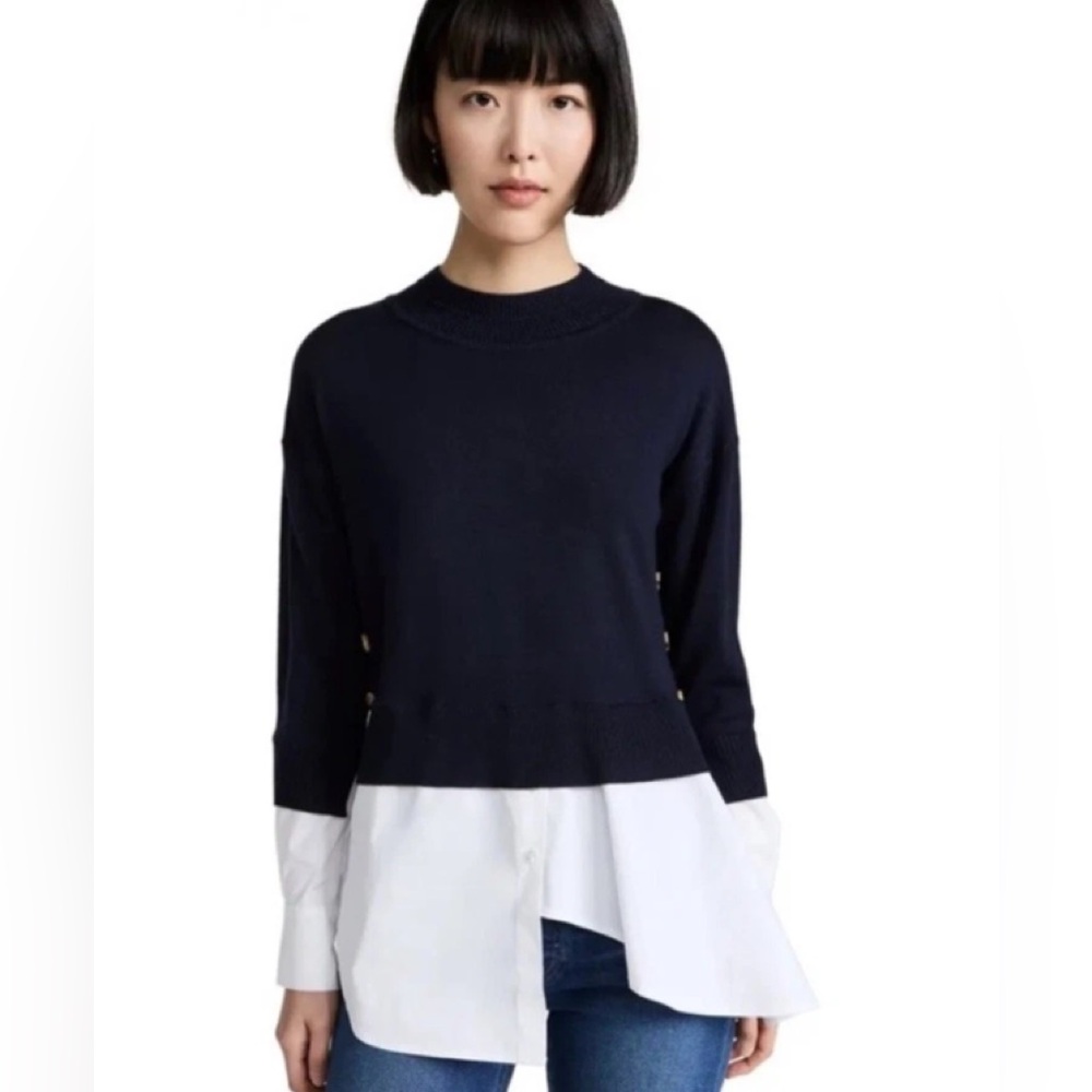VERONICA BEARD BERI MIXED MEDIA PULLOVER SWEATER